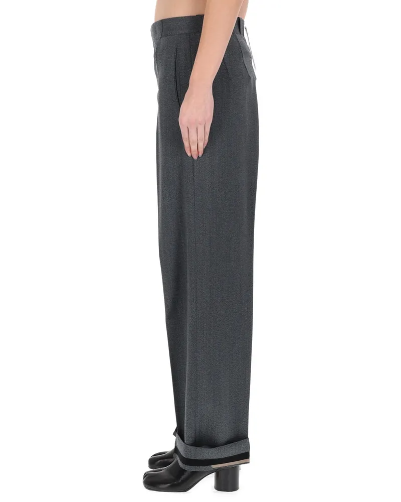 Maison Margiela Tailored Wool-Polyester Blend Trousers — Gray Gray