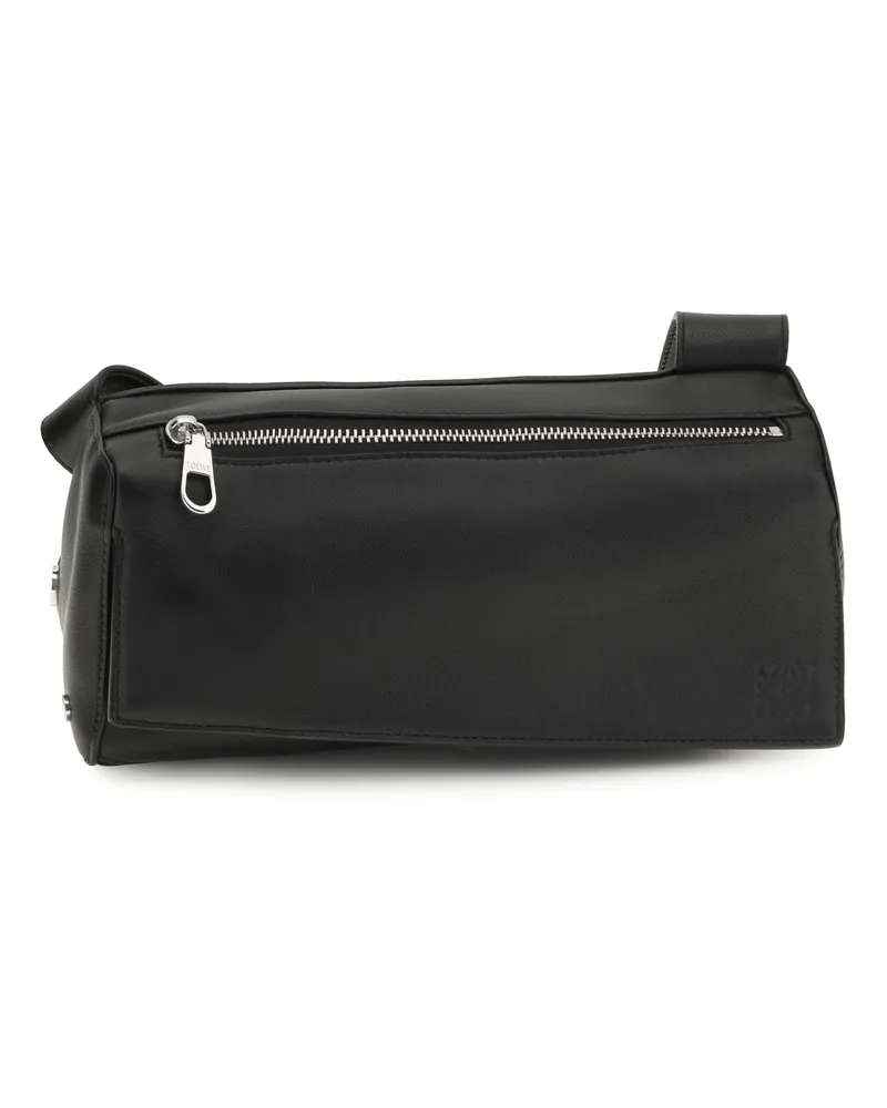 Loewe Puzzle Featherlight Calfskin Leather Crossbody Bag — Black Black