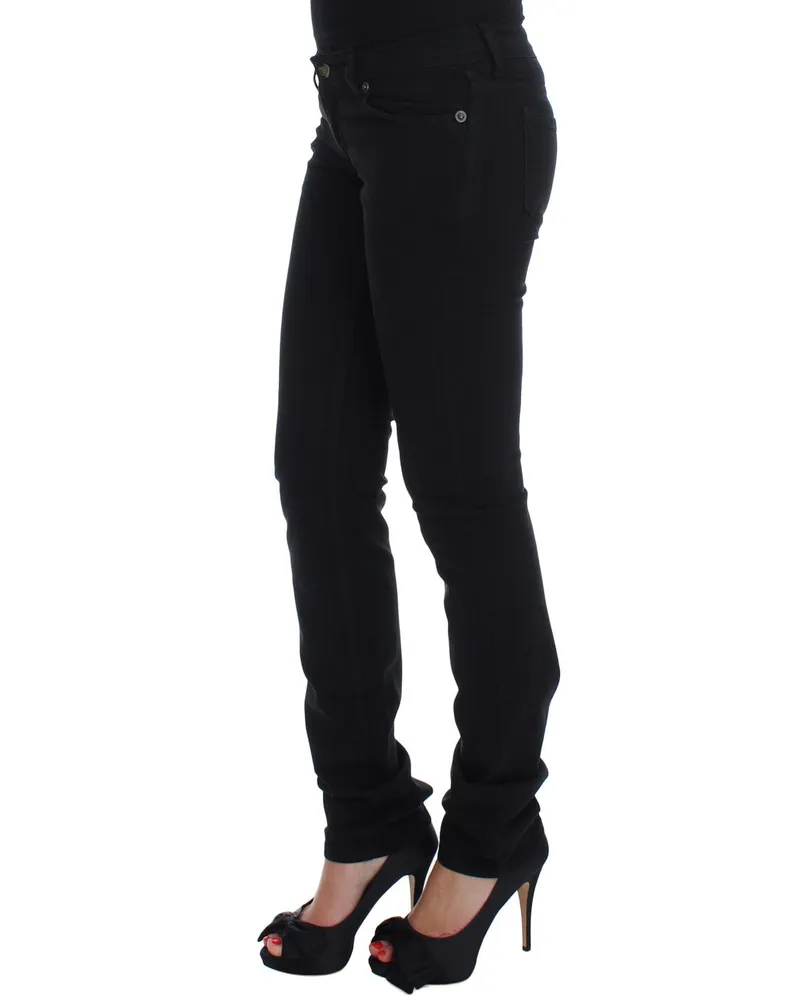 Roberto Cavalli Women's Black Cotton Stretch Slim Skinny Fit Jeans Clothing Black