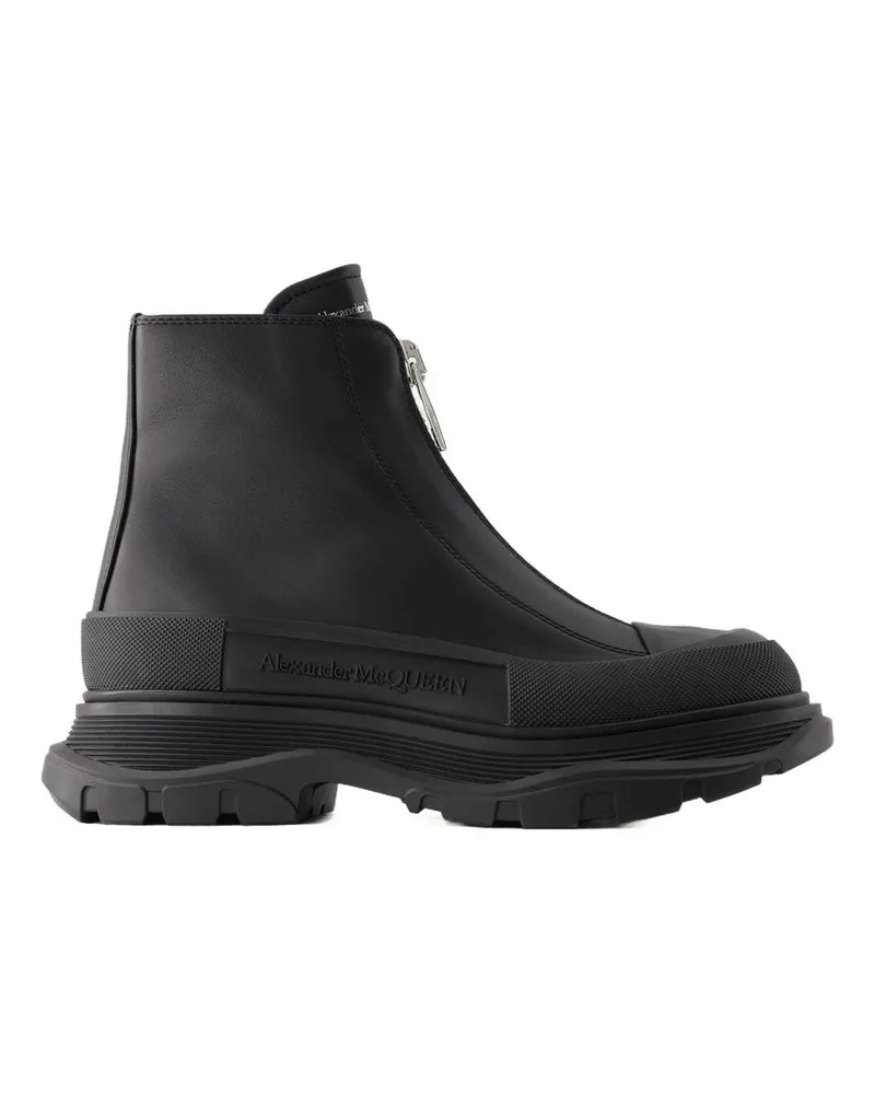 Alexander McQueen Women's Tread Slick Ankle Boot Black Leather Black