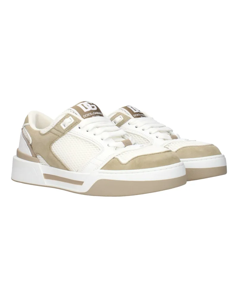 Dolce & Gabbana Men's White Fabric Low Top Sneakers White