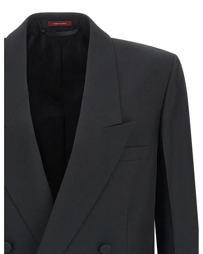 Gucci Double-Breasted Technical Panama Blazer — black Black
