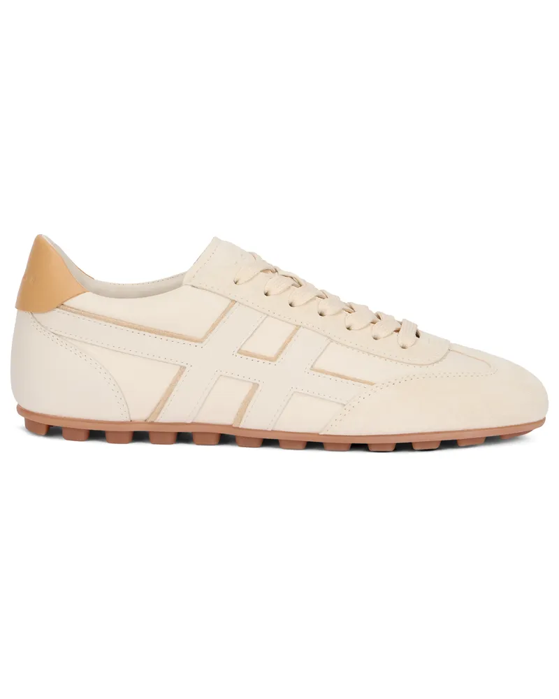 Hogan Women's Low-Top Sneakers Olympia Suede Beige Leather Trainers Beige