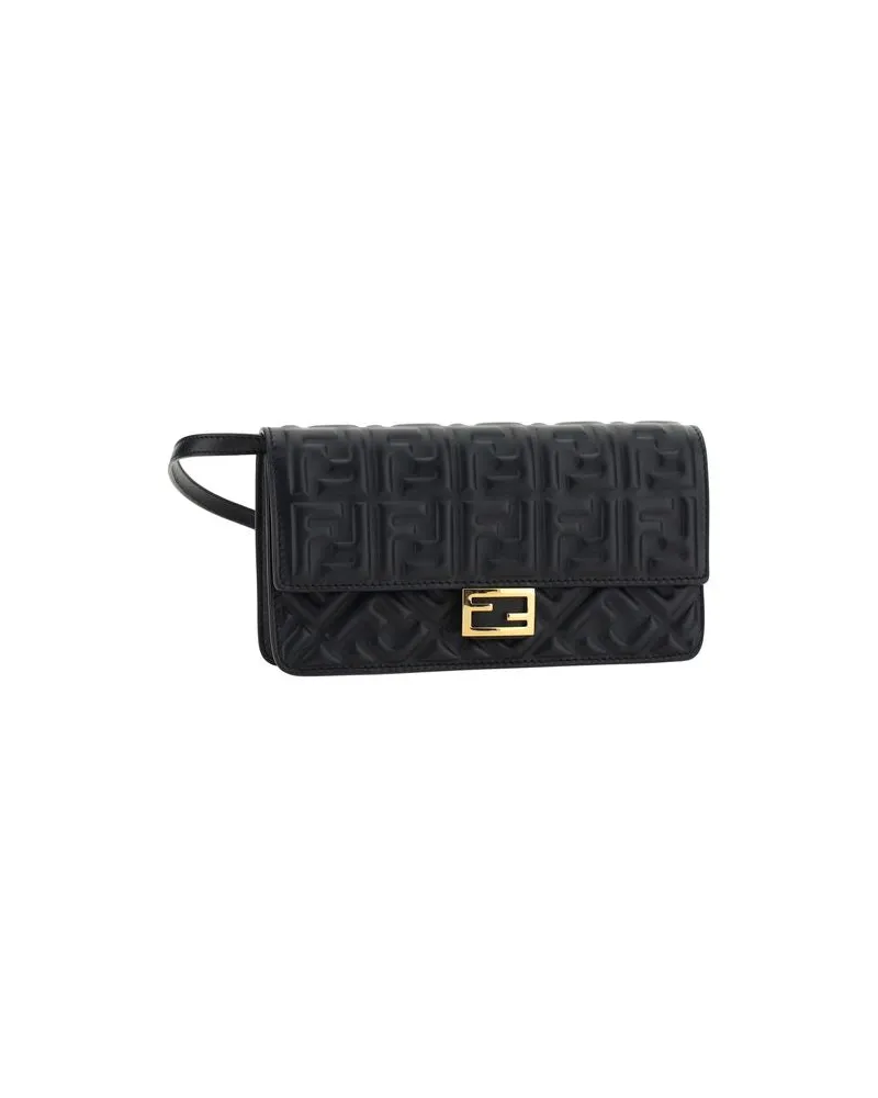 Fendi Women's Black Calf Leather Bos Taurus Wallet Black