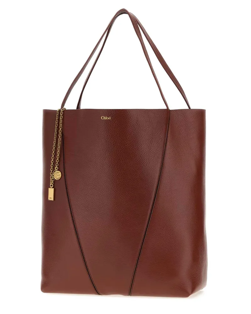 Chloé Calfskin Leather Tote Bag — Brown Brown