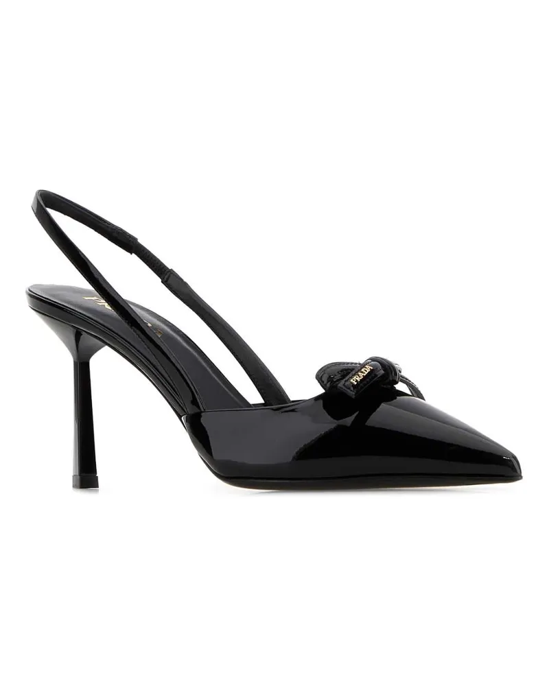 Prada Women's Black Leather Pumps Nero Scarpe Con Tacco High Heel Shoes Black
