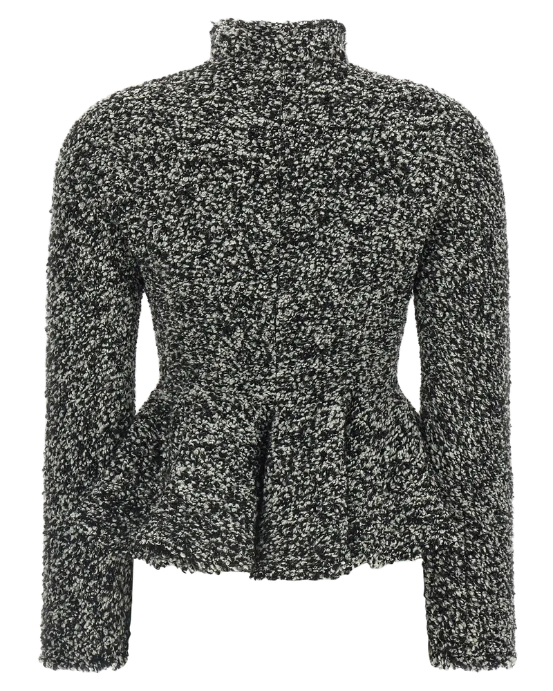 Alberta Ferretti Virgin Wool Bouclé Peplum Blazer — White White