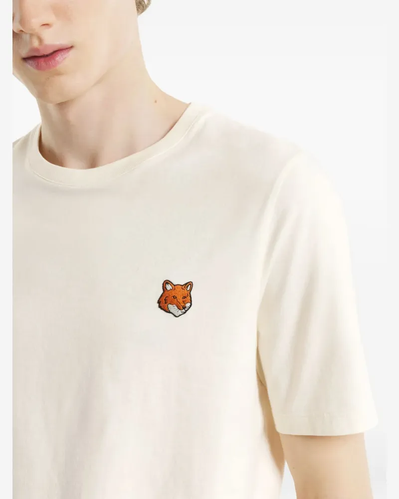 Kitsuné Fox Head Embroidered T-shirt — Cream Cream