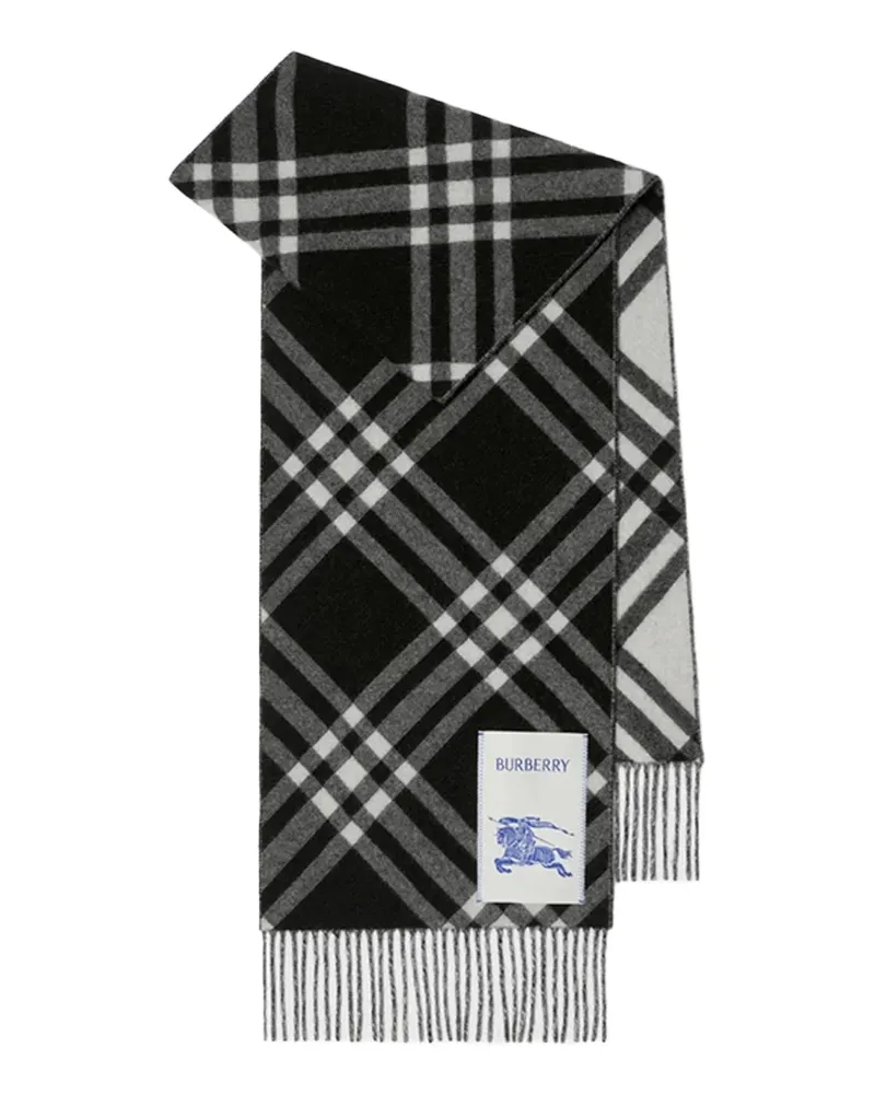 Burberry Check Cashmere Scarf — Black Black