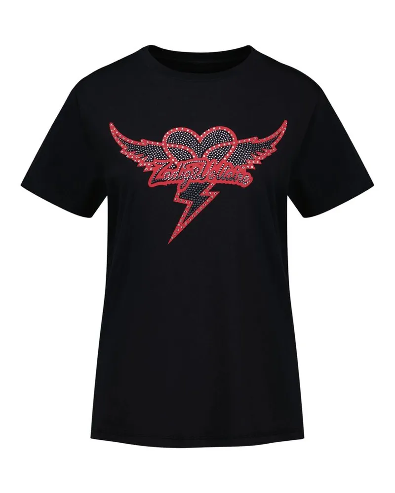 Zadig & Voltaire Women's Edwin T-Shirt -  Cotton Multicolor Concept-Store Ready-To-Wear Black