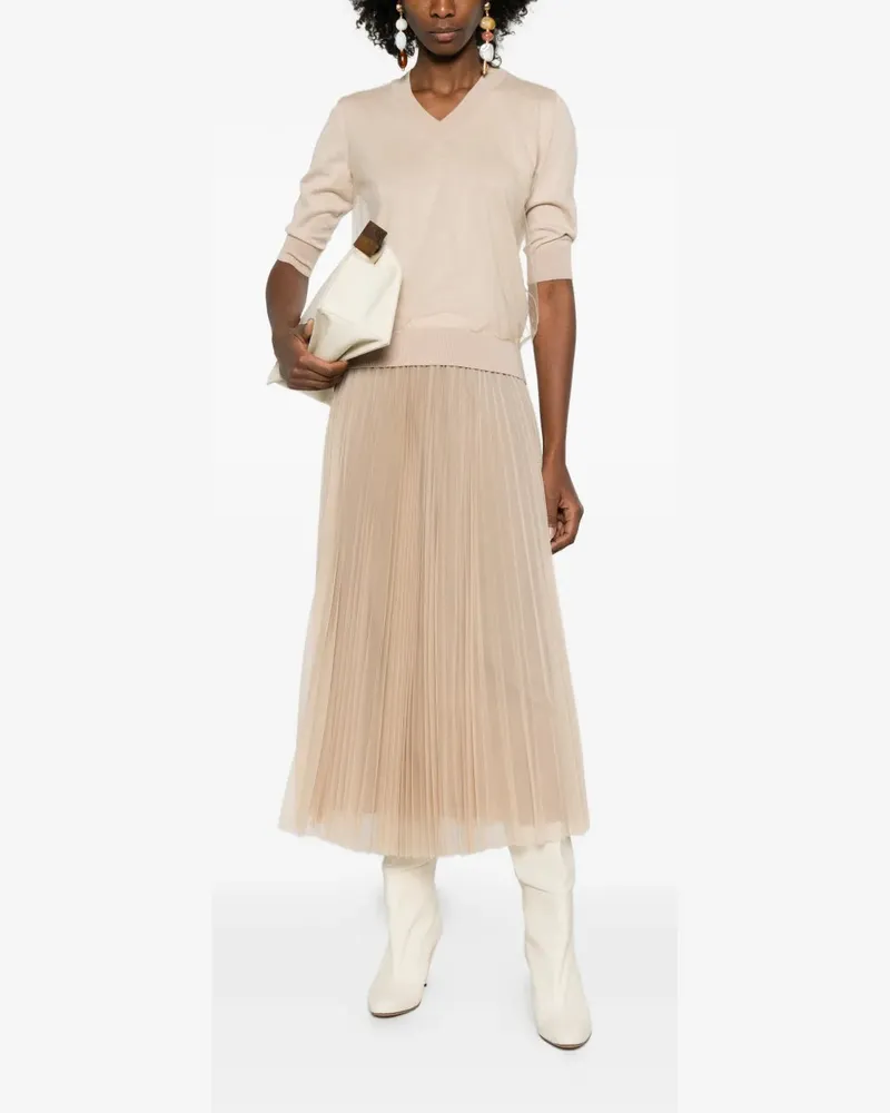 Fabiana Filippi Women's V-Neck Sweater Ss26 W Beige