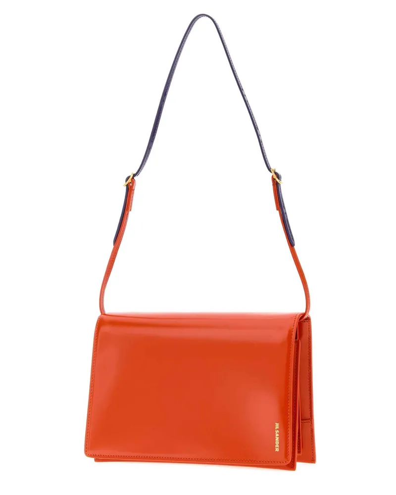 Jil Sander Women's Orange Leather Small File Shoulder Bag Paprika Borse A Mano Orange