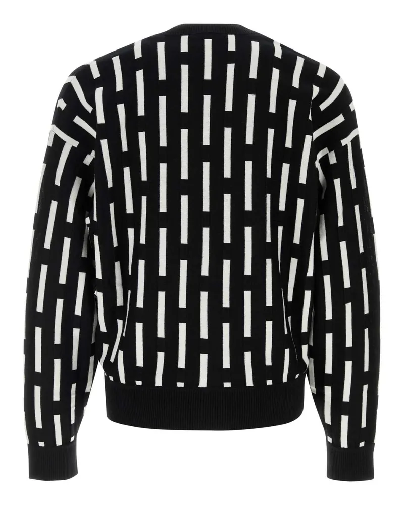 Versace Men's Embroidered Wool Cardigan Blackwhite Exterior: Virgin Maglie Sweater Black