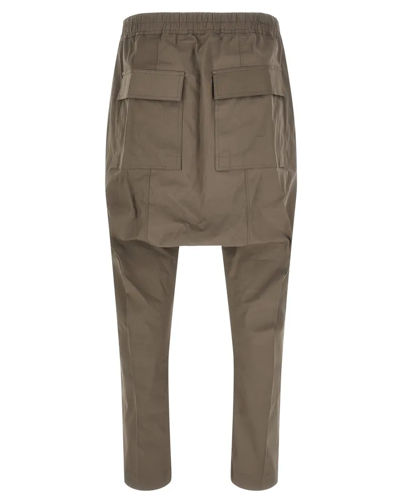Rick Owens Cotton Poplin Drawstring Trousers — Taupe Taupe