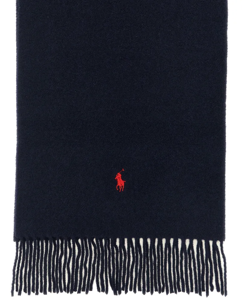 Ralph Lauren Wool with Embroidered Pony Logo Scarf — Navy Navy