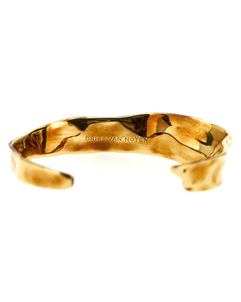 Dries van Noten Embroidered Brass and Resin Cuff Bracelet — Gold Gold