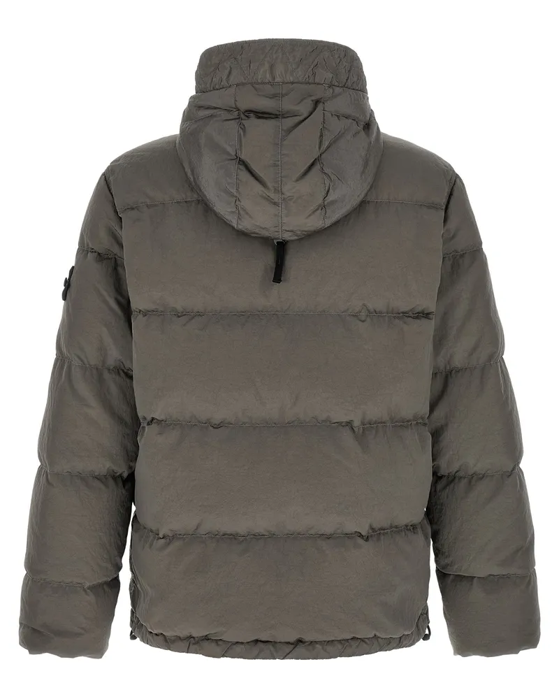 Stone Island Crumpled Effect Down Jacket — Gray Gray