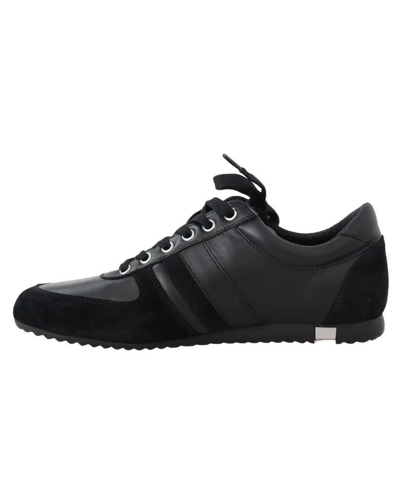 Dolce & Gabbana Men's Black Logo Leather Casual Sneakers Shoes Black