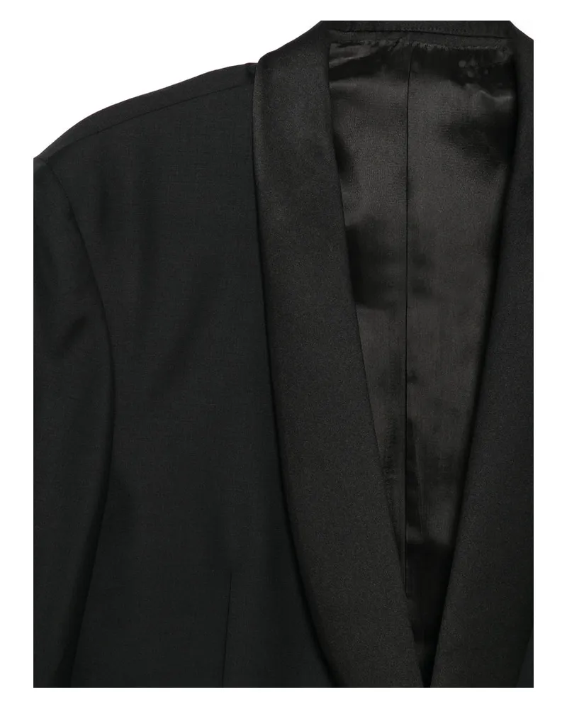 Canali Wool Shawl Lapel Pant Suit — Black Black