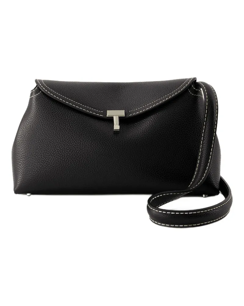Totême Women's T-Lock Clutch Black Cowhide Black