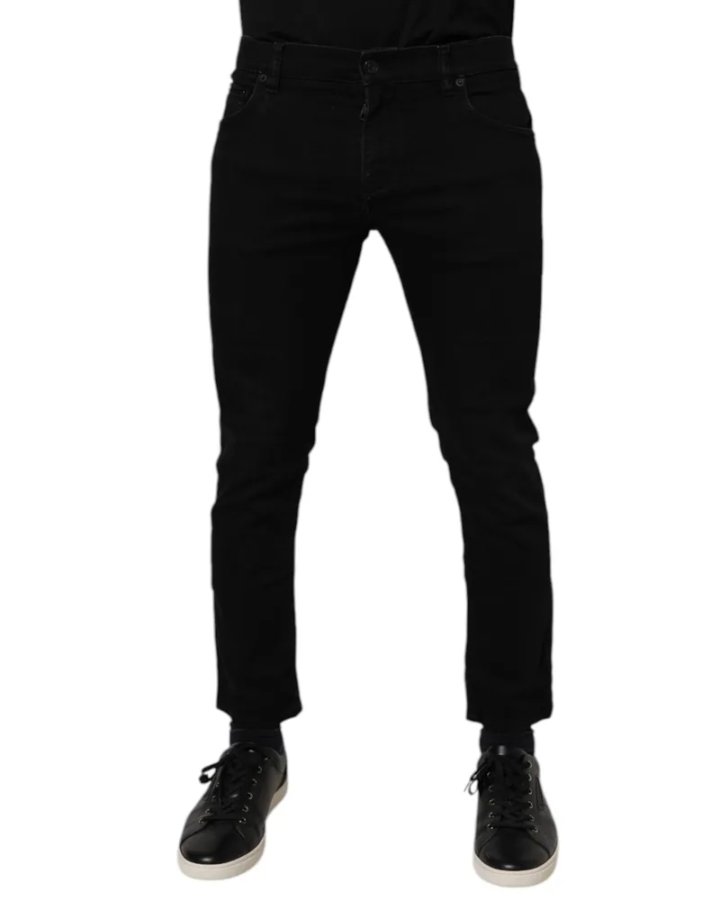 Dolce & Gabbana Black Cotton Stretch Skinny Men Denim Jeans Co+02 Clothing Black