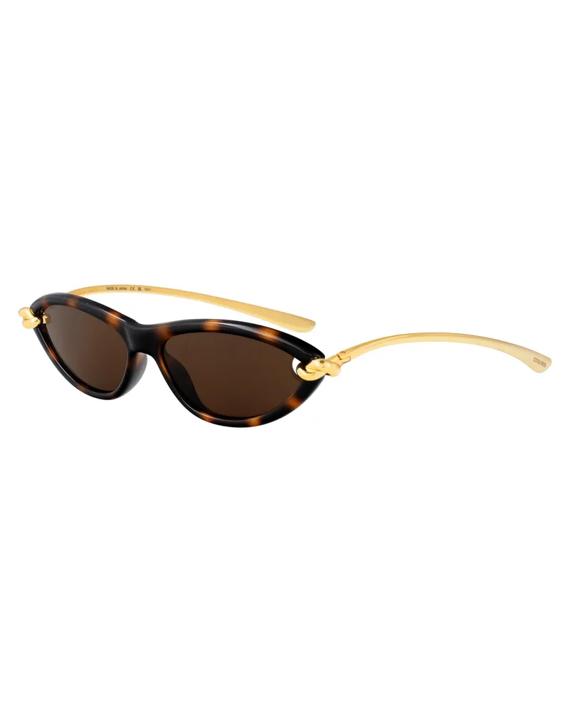 Bottega Veneta Women's Sunglasses Havana-Gold-Brown Metal Brown