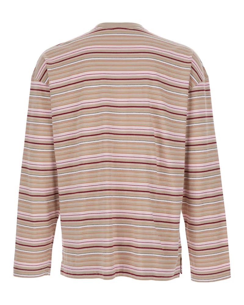 Sunflower Men's T-Shirt Stripe Ls Pocket Beige Cotton Top Beige