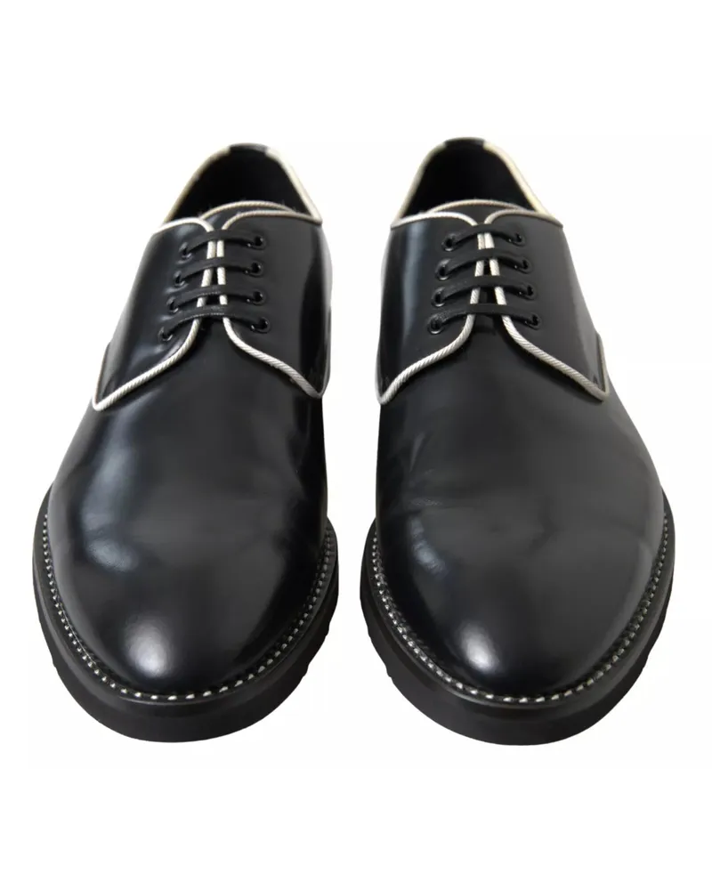 Dolce & Gabbana Leather Contrast-Piped Oxford — Black Black