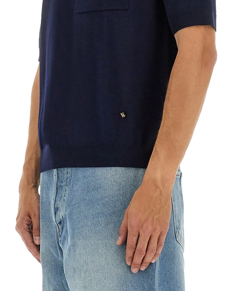 Moschino Virgin Wool and Silk Blend Sweater — Blue Blue