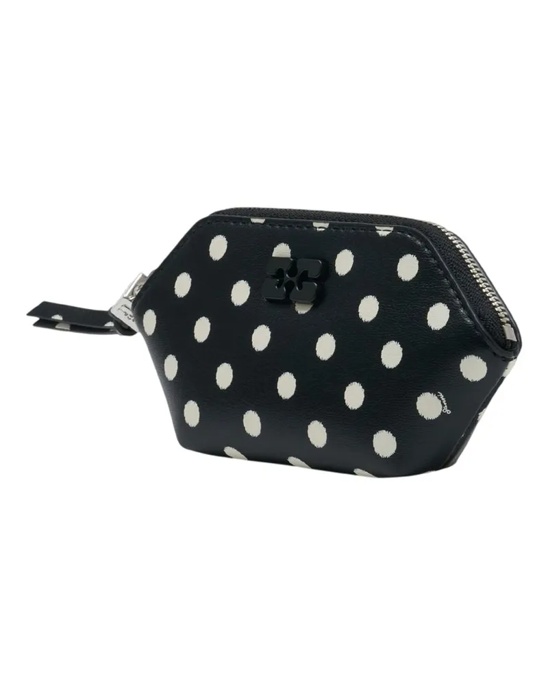 Ganni Women's Printed Coin Purse -  Leather Black Lambskin Accessories Coin-Purse Black