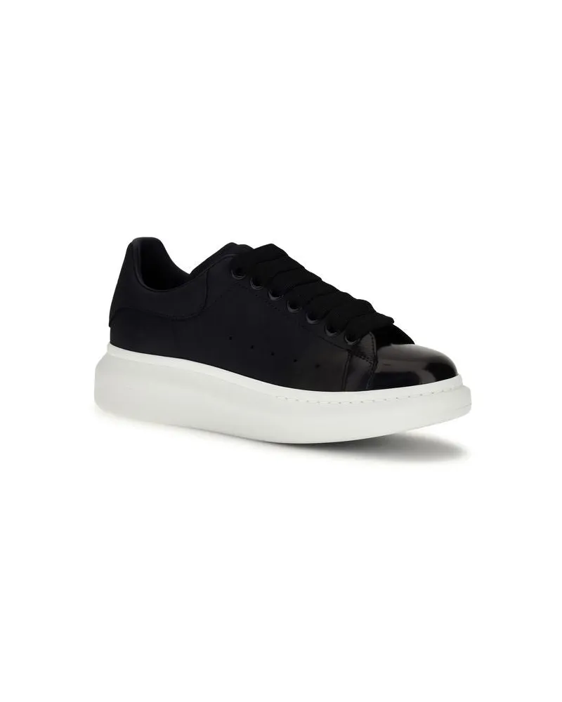 Alexander McQueen Oversized Leather with Patent Toe Sneaker — Black Blue