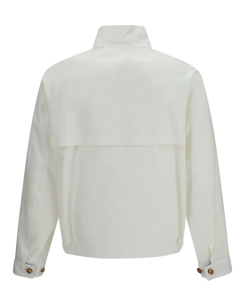 Brunello Cucinelli Men's Windproof Zip Jacket Off White+panama+spago Cotton; Polyamide White
