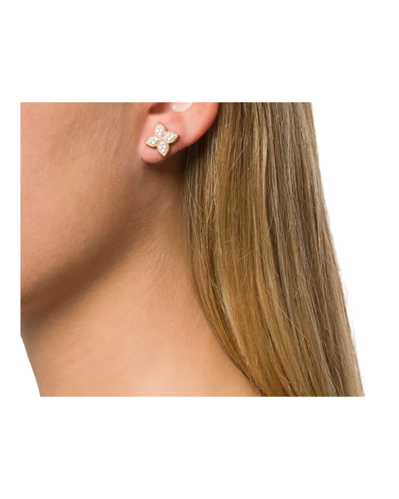 Roberto Coin Women's 18kt Rose Gold Princess Flower Diamond Earrings Continuty Rose