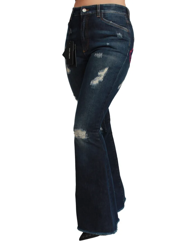 Dolce & Gabbana Women's Blue Denim Cotton Stretch Flared Jeans Clothing Blue