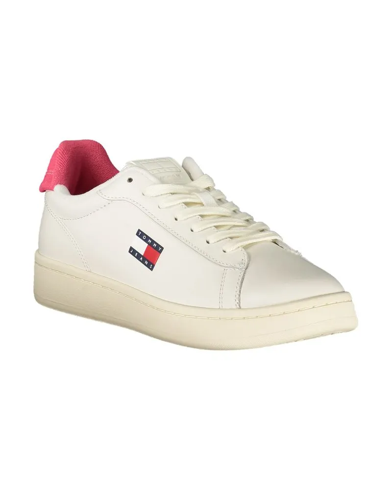 Tommy Hilfiger Contrast-Heel Leather & Polyurethane Sneaker — White White