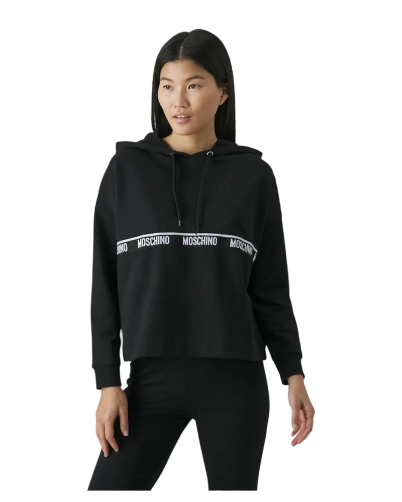 Moschino Logo-Striped Cotton Sweatshirt — Black Black