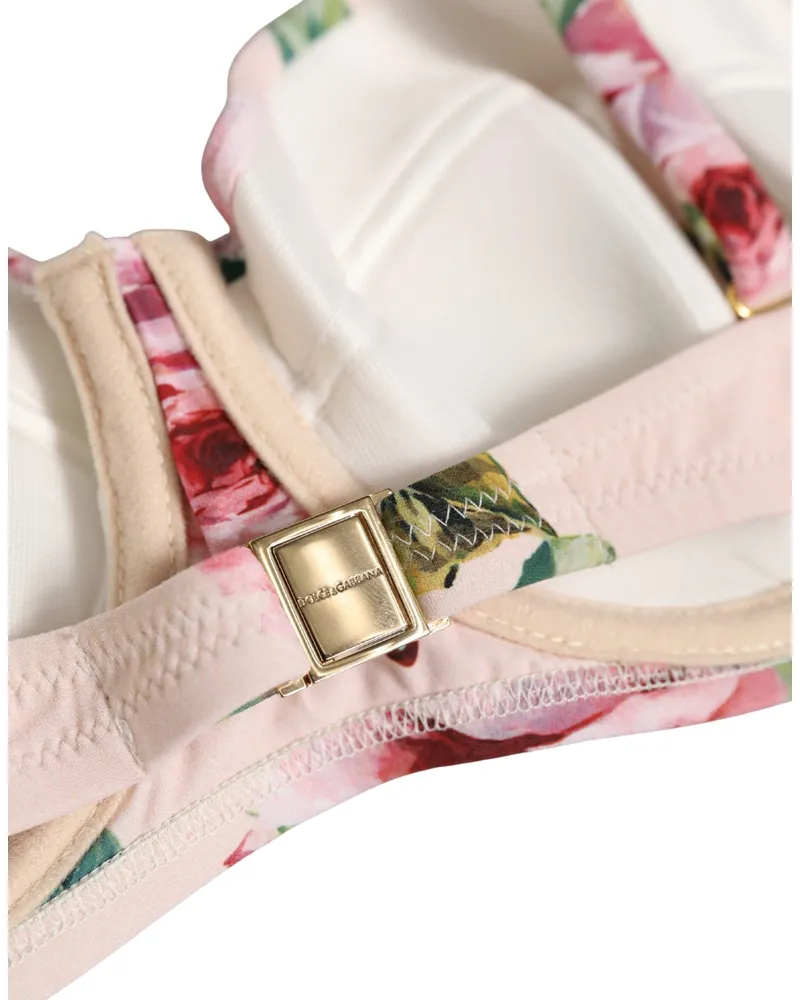 Dolce & Gabbana Women's Pink Floral Print Underwire Beachwear Bikini Top Nylon Elastane Pink