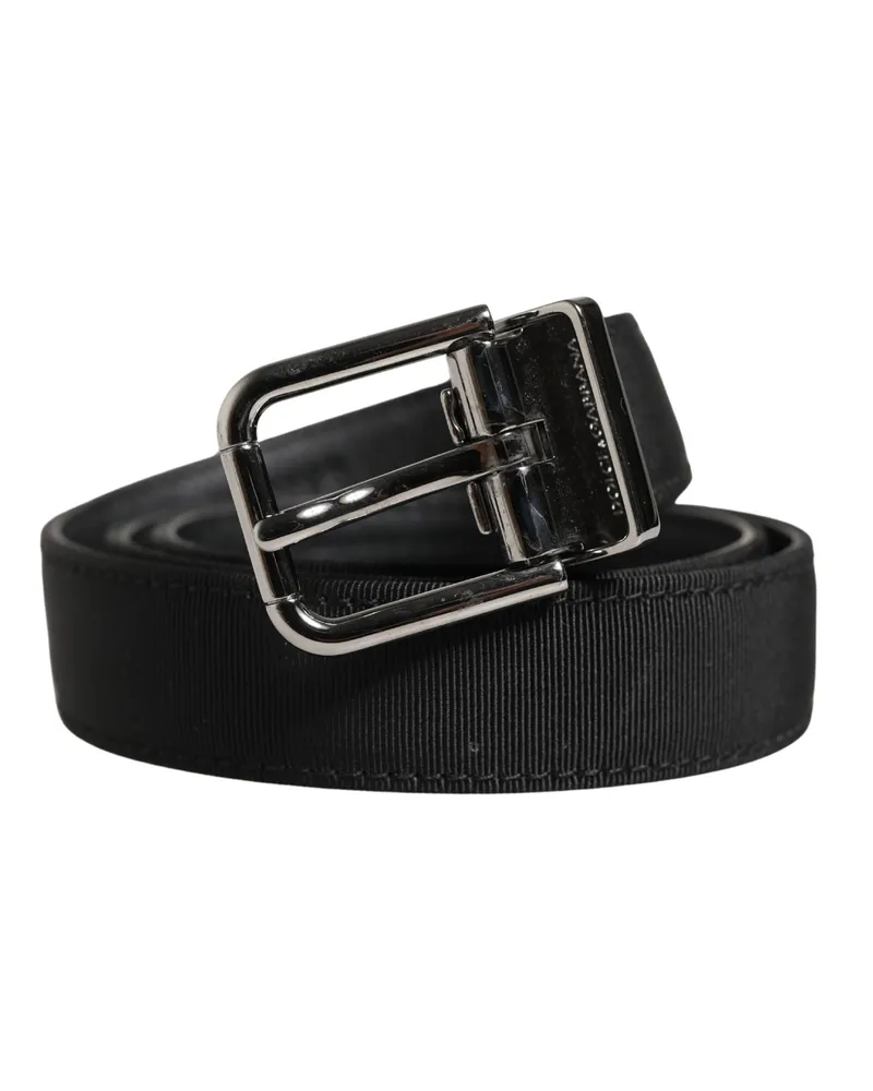 Dolce & Gabbana Men Black Viscose Leather Metal Buckle Belt Calf Black