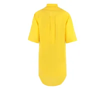 Silk Bow-Tie Collar Shirtdress — Yellow
