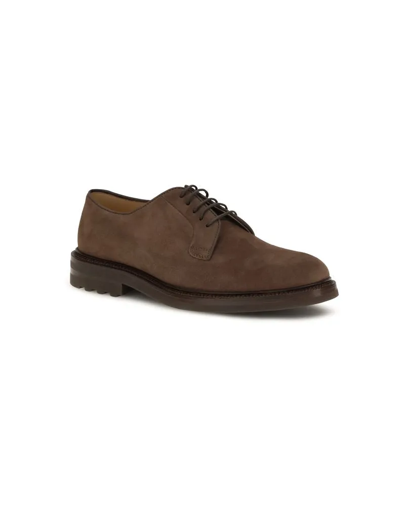 Brunello Cucinelli Men's Brown Calf Leather Bos Taurus Oxfords And Derbies Shoe Brown