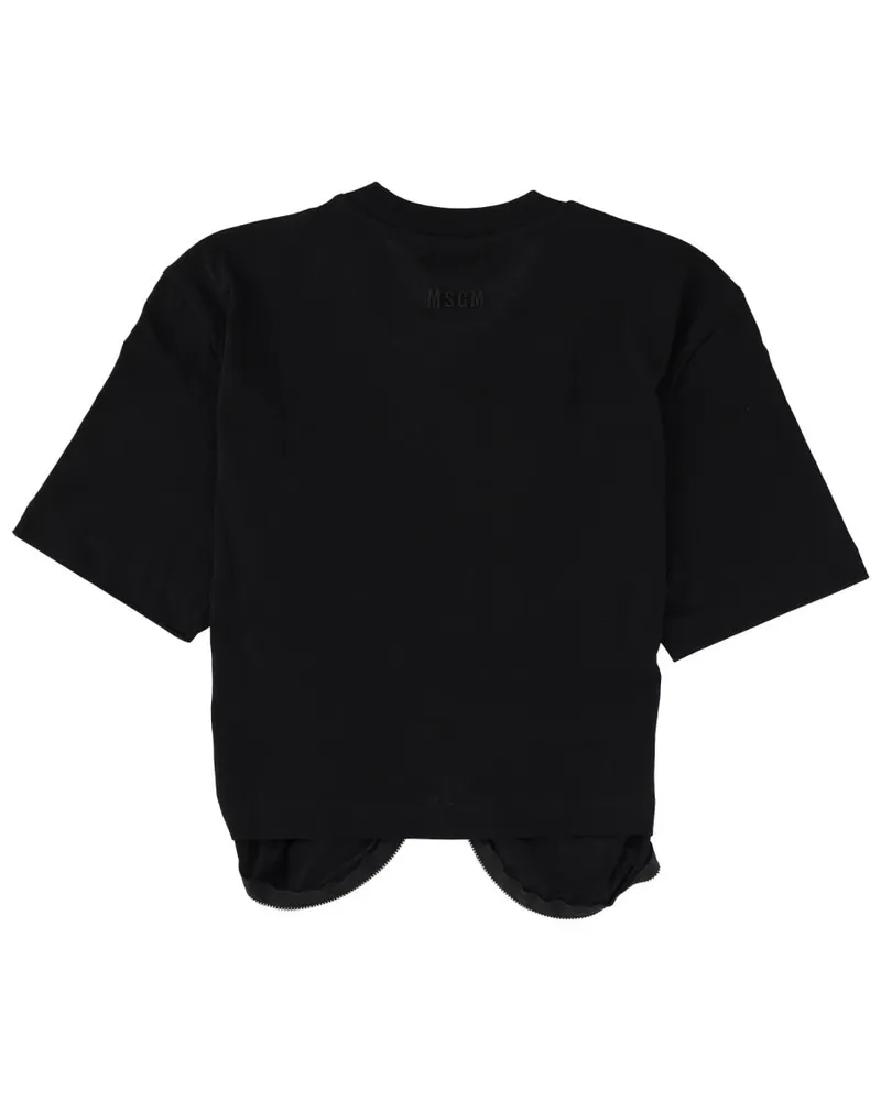 MSGM Zippered Cotton T-Shirt — Black Black
