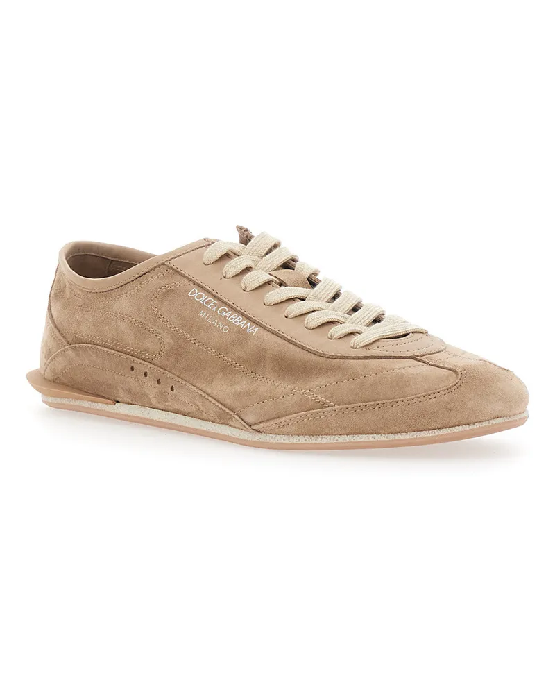 Dolce & Gabbana Men's Sneakers Gimondi Plus Brown Suede Trainers Brown