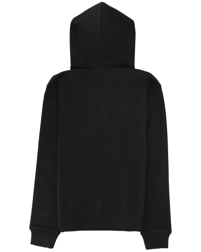 Versace Jeans Logo Cotton Hooded Sweatshirt — Black Black