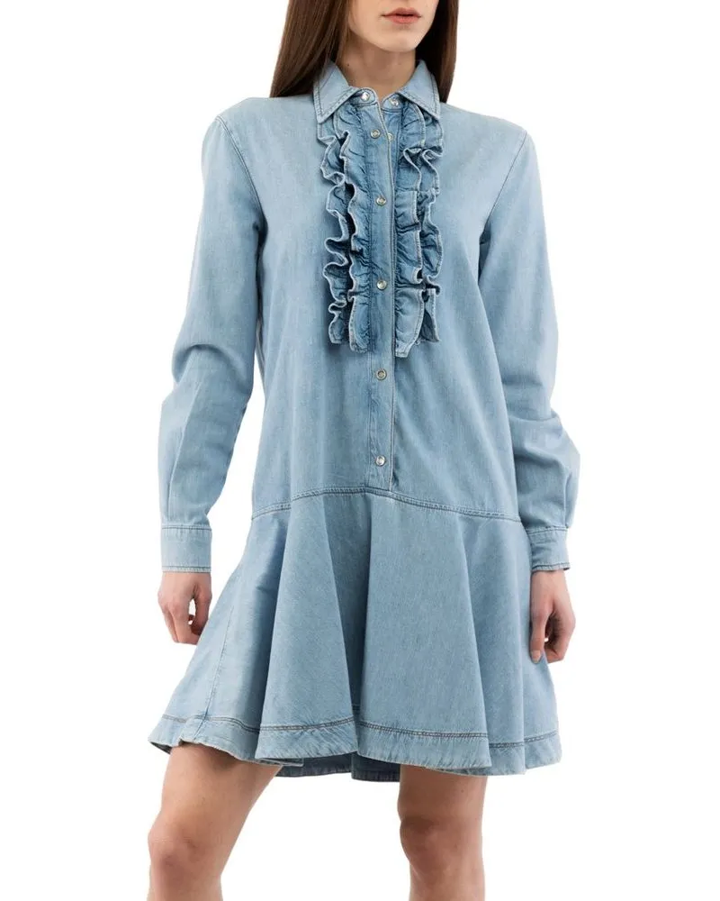 Moschino Women's Multicolor Cotton Casual Dress Blue