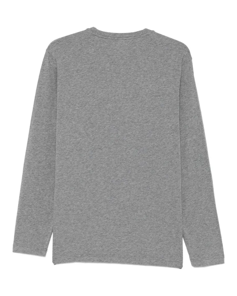 Emporio Armani Logo-Embroidered Long-Sleeve T-Shirt — Gray Gray