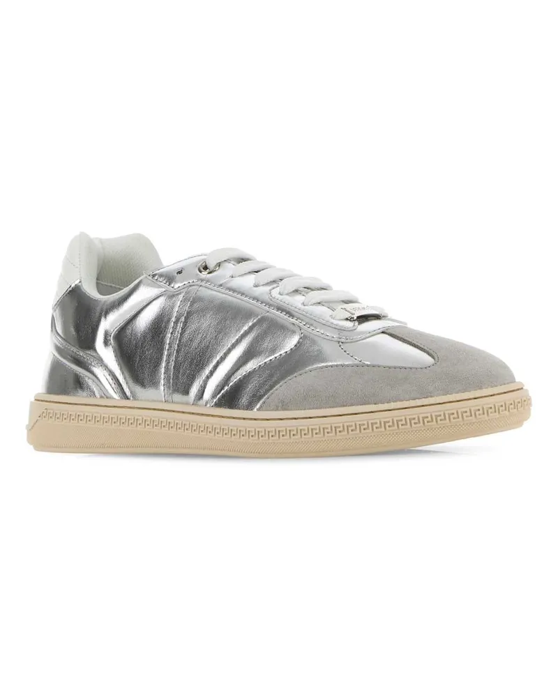 Versace Men's Silver Leather Free Sneakers Lightpearlgreysilverwhitepalladium Silver
