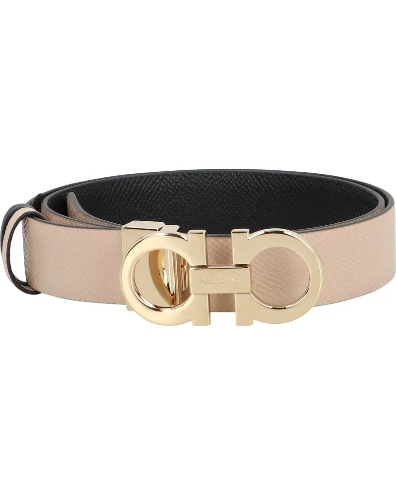 Ferragamo Women's Gancini Reversible Leather Belt Black Calfskin Black