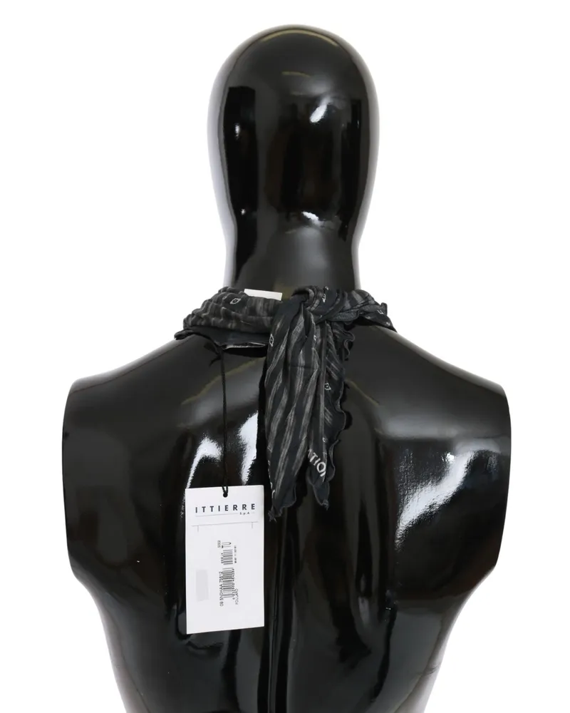 CoSTUME NATIONAL Women's Black Gray Viscose Foulard Branded Scarf Black