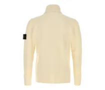 Virgin Wool Ribbed Turtleneck Sweater — Beige