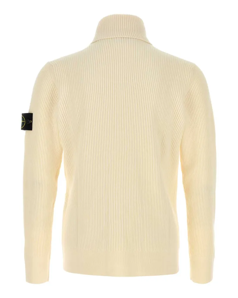 Stone Island Men's Virgin Wool Ribbed Turtleneck Beige Beige